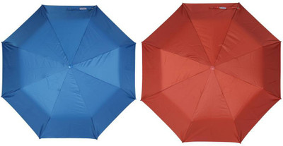 ORANGE 3 Fold Mono Silver Manual Combo - Pack of 2 Umbrella(Blue)