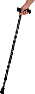 kgn surgical Premium Hight Adjustable Aluminum( Black ) Single L-Shaped Walking Cane Stick Walking Stick