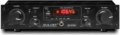 DULCET DC-A50X 2 Channel High Power Stereo Amplifier with Big LED Display/Bluetooth/MIC Input/USB/SD Card Slot/FM Radio/AUX Input/Remote Control & Built-in Equalizer with Bass, Treble & Balance Control 160 W AV Power Amplifier(Black)