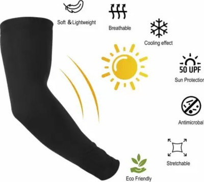 Denimzero Cotton Arm Sleeve For Men & Women(Free, Black)