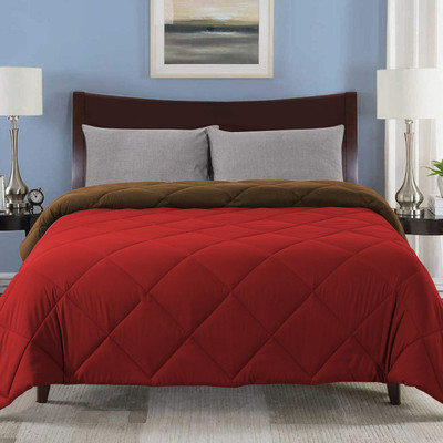Linenovation Solid Single AC Blanket for  AC Room(Polyester, Brown-Red)