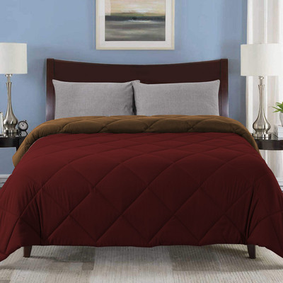 Linenovation Solid Single AC Blanket for  AC Room(Polyester, Brown-Maroon)