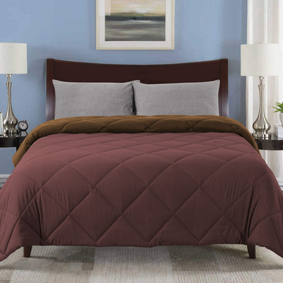 Linenovation Solid Double AC Blanket for  AC Room(Polyester, Brown-Wine)