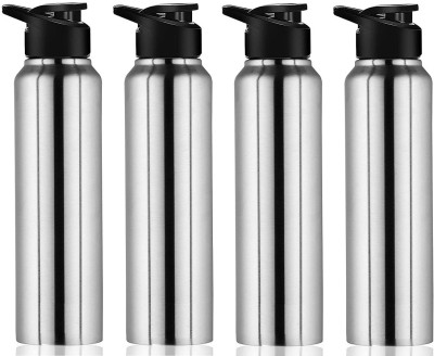 AppEasy Stainless Steel Fridge Water Bottle with Sipper Cap, Silver Matt, Pack of 4 1000 ml Bottle(Pack of 4, White, Steel)
