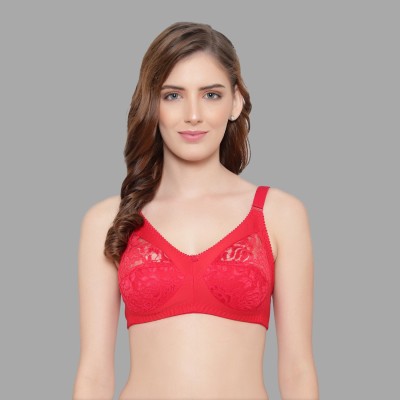 KYODO Lajoo Net Polycotton Full Coverage Women Full Coverage Non Padded Bra(Red)