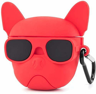 KHR Silicone Press and Release Headphone Case For Apple Airpods Pro 1st Generation(AirPods Pro 2019 Red Bull Dog)