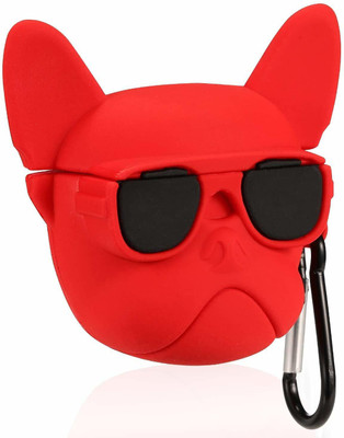 KHR Silicone Press and Release Headphone Pouch For Apple Airpods Pro 1st Generation(Pro 2019 Release (Red Bull Dog))