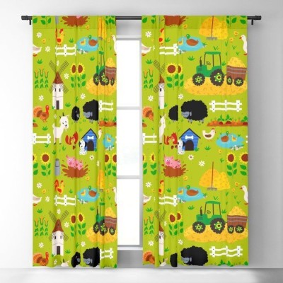 Ad Nx 274 cm (9 ft) Polyester Room Darkening Long Door Curtain (Pack Of 2)(3D Printed, Green)