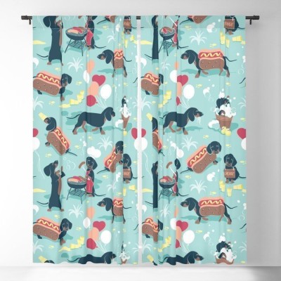 Fashion Point 274 cm (9 ft) Polyester Room Darkening Long Door Curtain (Pack Of 2)(Printed, Sky Blue)