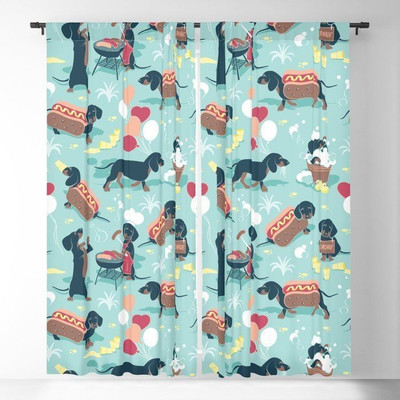 RD 214 cm (7 ft) Door Polyester Room Darkening Curtain (Pack Of 2)(Light Blue, Animal)
