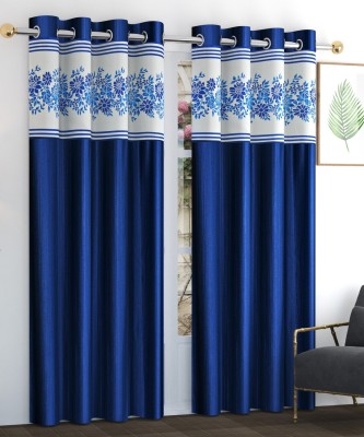 Home Utsav 274 cm (9 ft) Polyester Semi Transparent Long Door Curtain (Pack Of 2)(Printed, Navy Blue)