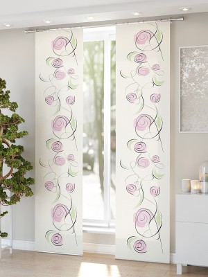 FDV 154 cm (5 ft) Polyester Room Darkening Window Curtain (Pack Of 2)(3D Printed, White, Pink)