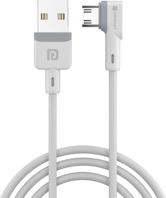 Portronics Micro USB Cable 2 A 1.2 m Konnect L(Compatible with All Phones With Micro USB Port, White, One Cable)