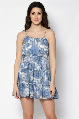 PRETTY LOVING THING Women Fit and Flare Light Blue Mini/Short Dress