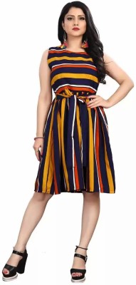 Prahant Lifestyle Women Fit and Flare Multicolor Dress