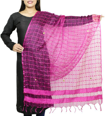 Way2Like Polyester Checkered Women Dupatta