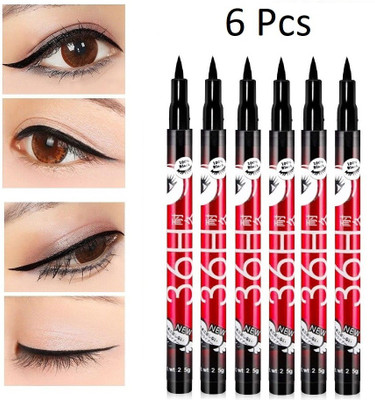NYN HUDA Water & Smudge Proof 36 Hour Long Lasting Liquid EyeLiner Pack of 6 15 g(The Swiss Eyes)