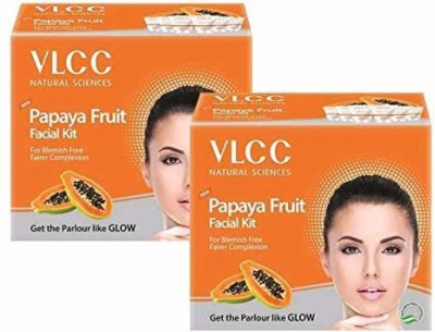 VLCC Papaya Fruit facial kit tube packing pack of 2 for Men & Women (60gm X 2)(2 x 60 g)