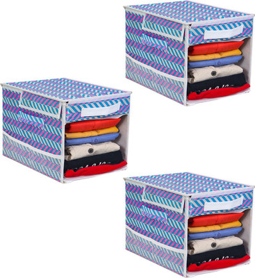 PrettyKrafts Shelf Organizers(Blue, Polyester)