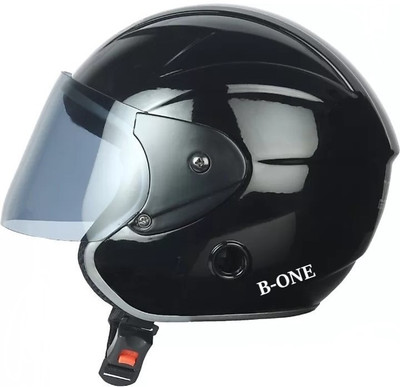 TIGER ONE OPEN FACE HELMET [ SIZE : M ]Motorbike, High Impact Shell, ISI : Approved.. Motorbike Helmet(Neno, Black)