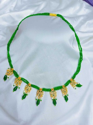 rajputijewels Brass Gold-plated Green Jewellery Set(Pack of 1)