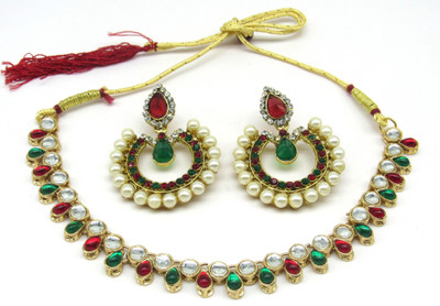 SHREE MAULI CREATION Alloy Maroon, Green Jewellery Set(Pack of 1)