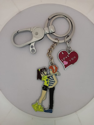 SHOKY LOOKS Multicolor Romentic Couple With Love Heart Stylish hanging Lock Key Chain