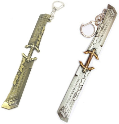JAINSON MARTIN Combo Of Thanos Avanger Golden & Silver Sword Keychain Key Chain