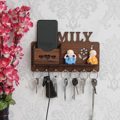 jog craft family heart flower design 1 box 7 hook kry holder Wood Key Holder(7 Hooks, Brown)