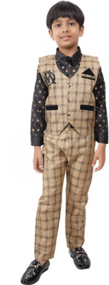 VALUE CREATION Boys Casual Shirt Trouser(Dark Grey)