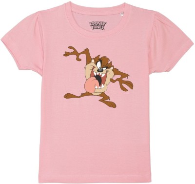 Looney Tunes by Wear Your Mind Girls Printed Pure Cotton T Shirt(Pink, Pack of 1)
