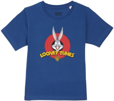 Looney Tunes by Wear Your Mind Boys Printed Pure Cotton T Shirt(Blue, Pack of 1)