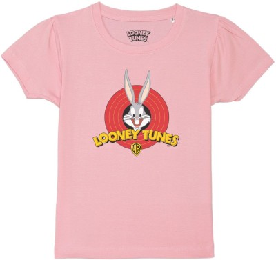 Looney Tunes by Wear Your Mind Girls Typography, Printed Pure Cotton T Shirt(Multicolor, Pack of 1)