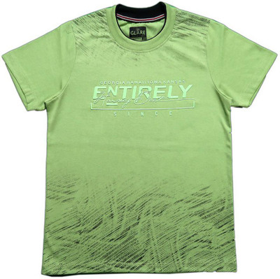 Glare Boys Printed Polycotton Regular T Shirt(Green, Pack of 1)