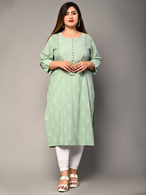Swasti Women Printed Straight Kurta(Green)