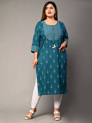 Swasti Women Printed Straight Kurta(Blue)