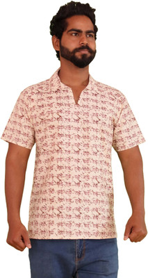 aruati Men Printed Straight Kurta(Beige)