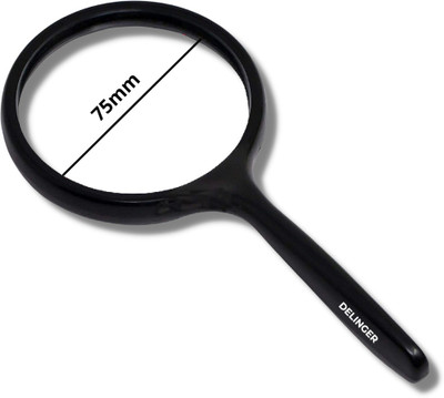 DELINGER Magnifying Glass 75mm Handheld Magnifier For Reading And Viewing Small Objects 20X(Black)