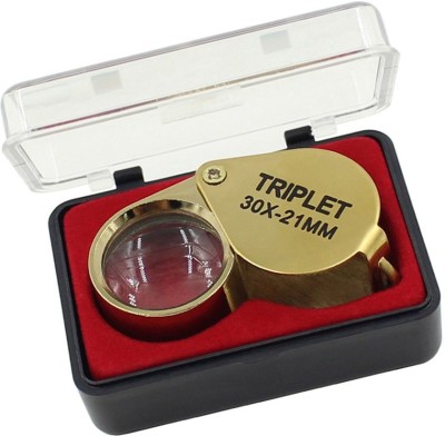 BM RETAIL 30X 21Mm Jeweler Loupe Eye Magnifying Glass Magnifier - Gold 30X Magnifying Glass(Gold)