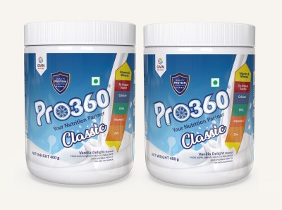 PRO360 Classic Protein Drink Supplement Powder Family Nutrition For Men And Women -(Vanilla Delight Flavour) Combo Of 2 (400+400) G(2 x 400 g)