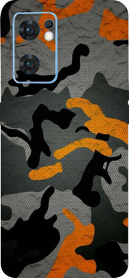 BugguSkin OPPO Reno7 5G, Oppo Reno7 5G Mobile Skin(Ultra Super Camouflage Military Orange Skin With High Matte Finish.)