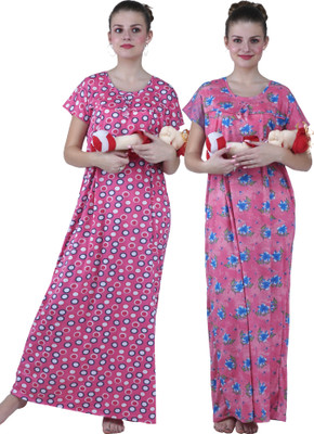 YUALIN CREATION Women Maternity/Nursing Nighty(Pink)