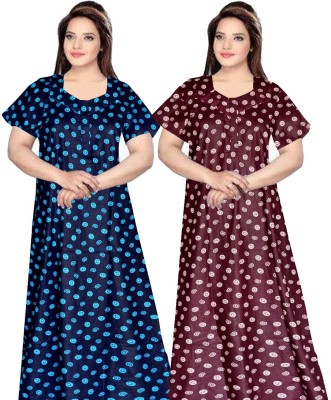 AAKARSHANA CREATION Women Nighty Set(Blue, Maroon)