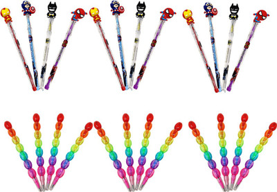 Toyshala Rainbow Colour Stack Pencil With Avenger Design Stack Pencil(Pack of 24 Pencils) Pencil(Multicolor)