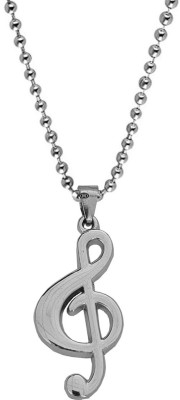 M Men Style Rock Star Musical Music Treble Clef Note Sysmbol Music Gift With Chain Sterling Silver Zinc, Metal Pendant