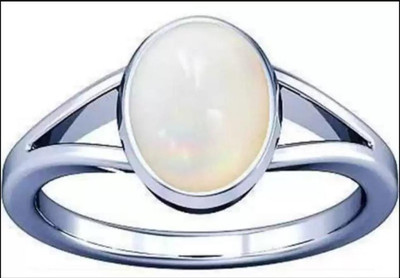 Neeba Metal Opal Silver Plated Ring