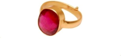 Senroar 3.5 Carat Gemstone Asthdhatu Ring Metal Gold Plated Ring Brass Ruby Gold Plated Ring