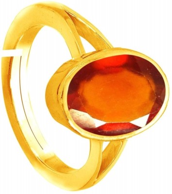 Senroar 3.5 Carat Hessonite Ceylon Stone Ring Brass Garnet Gold Plated Ring