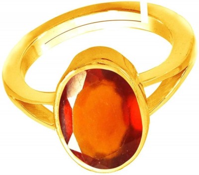 Senroar 8.5 Carat Hessonite Ceylon Stone Ring Metal Garnet Gold Plated Ring Brass Garnet Gold Plated Ring