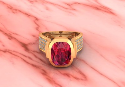 SIDHGEMS Sterling Silver Ruby Gold Plated Ring